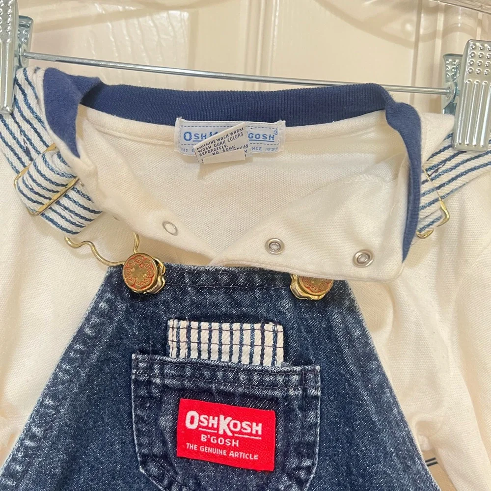 Vintage USA OshKosh B’Gosh Vestbak Overalls Jean Bibs‎ Pinstripe Size 24 Mths